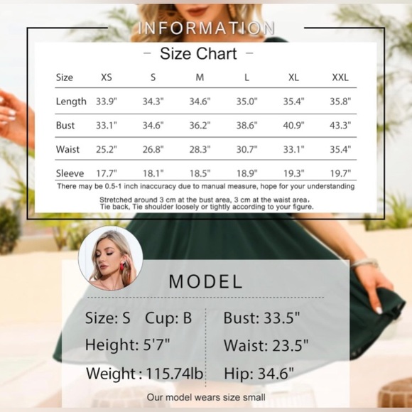 NWT EXLURA Lantern Sleeve Tie Back Mini Dress Sz XXL - Picture 7 of 7